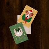 Postal de Natal Cão e Gato